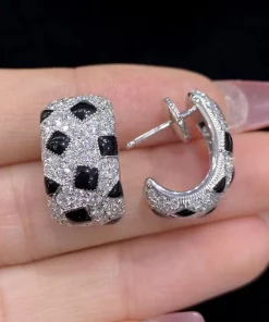 Cartier Womens Earrings Custom 18K White Gold Diamond (2)