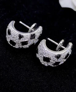 Cartier Womens Earrings Custom 18K White Gold Diamond (2)