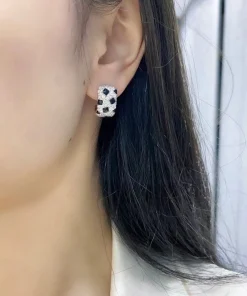 Cartier Womens Earrings Custom 18K White Gold Diamond (2)