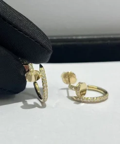 Cartier Womens Earrings Custom Full Diamond 18K Gold (2)