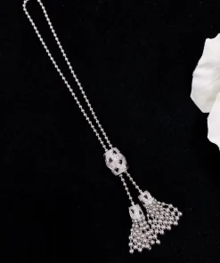 Cartier Womens Necklace Custom Natural Diamond 18K White Gold (2)