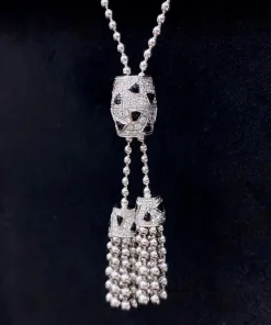 Cartier Womens Necklace Custom Natural Diamond 18K White Gold (2)