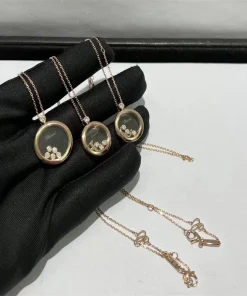 Chopard Happy Necklace Womens Custom Diamond 18K Rose Gold (2)