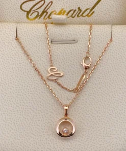 Chopard Happy Womens Necklace Custom Diamond 18K Rose Gold (5)