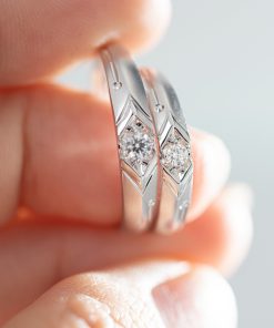 Couple Rings Custom Natural Diamonds White Gold 18k (2)