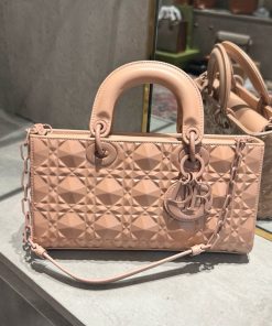 Dior D-Joy Women Replica Handbags Diamond Texture Pink 26cm (2)