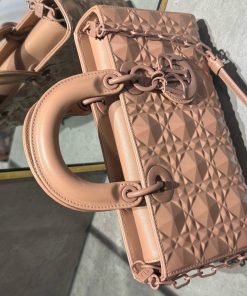 Dior D-Joy Women Replica Handbags Diamond Texture Pink 26cm (2)