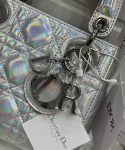 Dior Lady Best Replica Bags Womens Silver Sheepskin 17cm (2)