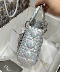 Dior Lady Best Replica Bags Womens Silver Sheepskin 17cm (2)