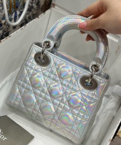 Dior Lady Best Replica Bags Womens Silver Sheepskin 17cm (2)
