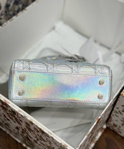 Dior Lady Best Replica Bags Womens Silver Sheepskin 17cm (2)