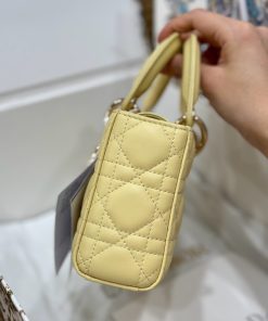 Dior Lady D-Joy Best Replica Bags Yellow Lambskin Leather 22cm (2)