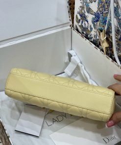 Dior Lady D-Joy Best Replica Bags Yellow Lambskin Leather 22cm (2)