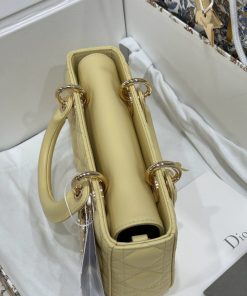 Dior Lady D-Joy Best Replica Bags Yellow Lambskin Leather 22cm (2)