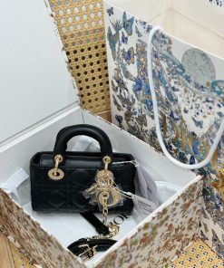 Dior Lady D-Joy Micro Replica Handbags Womens Black Sheepskin 16 (2)