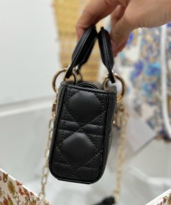 Dior Lady D-Joy Micro Replica Handbags Womens Black Sheepskin 16 (2)