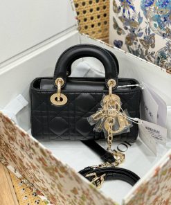 Dior Lady D-Joy Micro Replica Handbags Womens Black Sheepskin 16 (2)