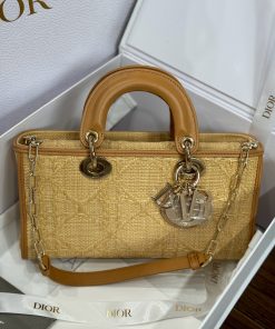 Dior Lady D-Joy Replica Handbags Womens Rattan Material 22cm (2)