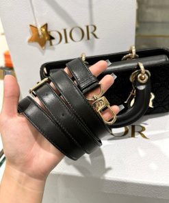 Dior Lady D-Joy Womens Black Beaded Replica Bags 22cm (2)