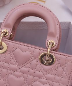 Dior Lady D-Joy Womens Pink Heart Pattern Replica Bags 16 (2)