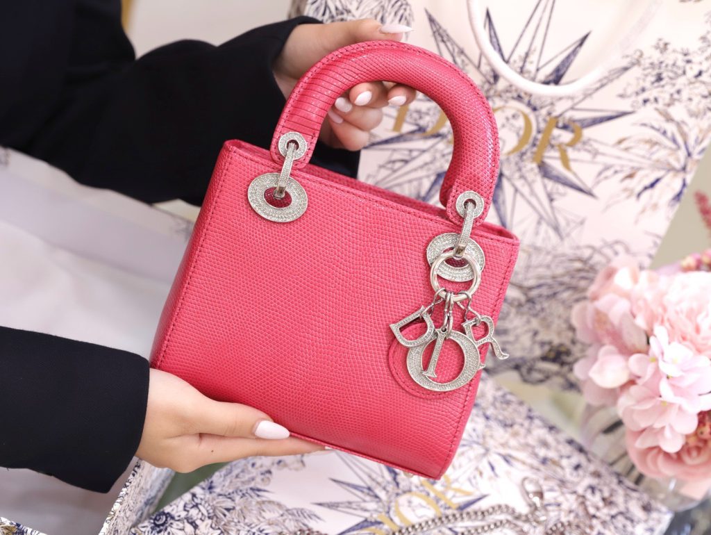 Dior Lady Lizard Best Replica Bags Women Pink 17cm (2)
