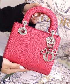 Dior Lady Lizard Best Replica Bags Women Pink 17cm (2)