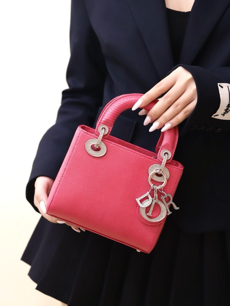 Dior Lady Lizard Best Replica Bags Women Pink 17cm (2)