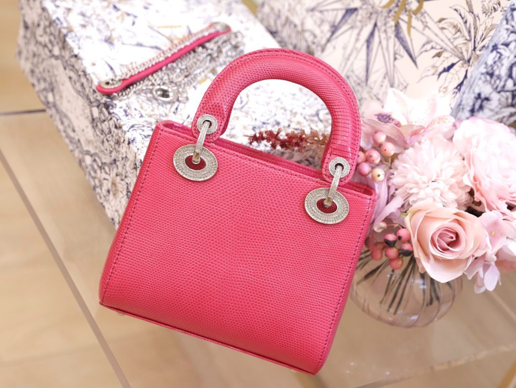 Dior Lady Lizard Best Replica Bags Women Pink 17cm (2)