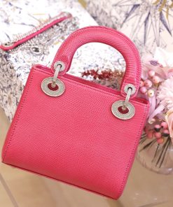 Dior Lady Lizard Best Replica Bags Women Pink 17cm (2)