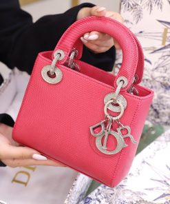 Dior Lady Lizard Best Replica Bags Women Pink 17cm (2)