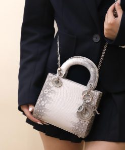 Dior Lady Lizard Womens Best Replica Bags 17cm (2)