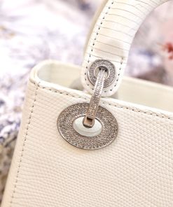 Dior Lady Lizard Womens Best Replica Bags White 17cm (2)