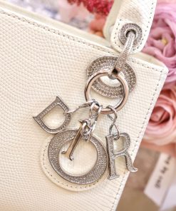 Dior Lady Lizard Womens Best Replica Bags White 17cm (2)