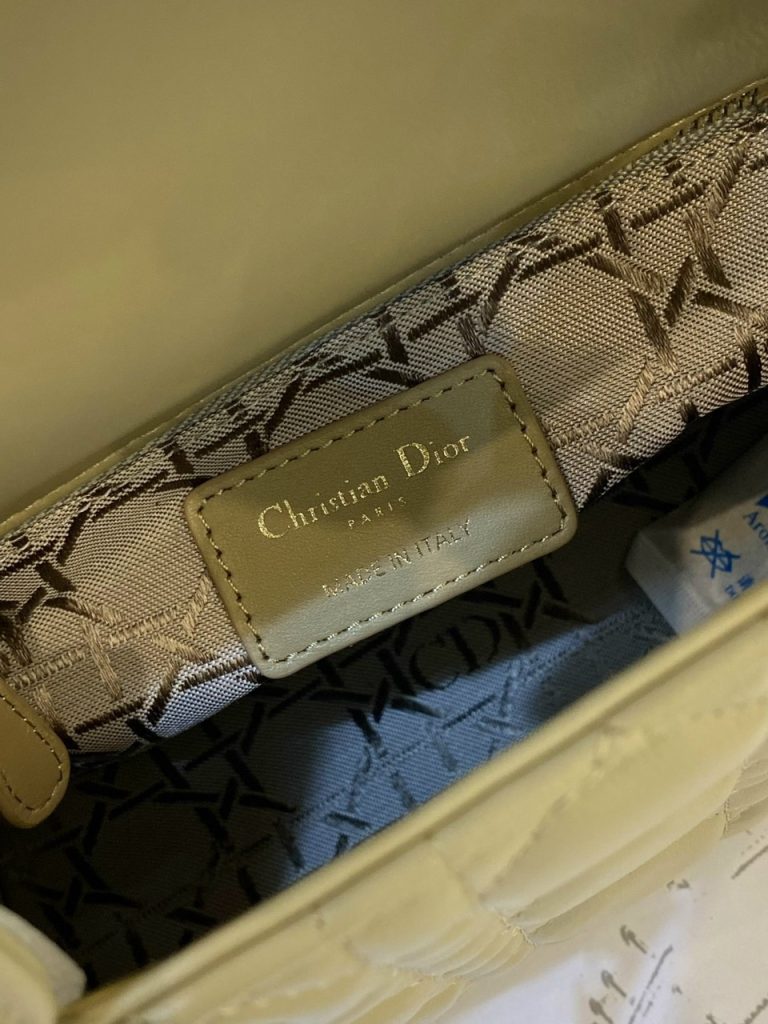 Dior Lady Replica Bags Beige Cannage Lambskin Size 20cm (2)