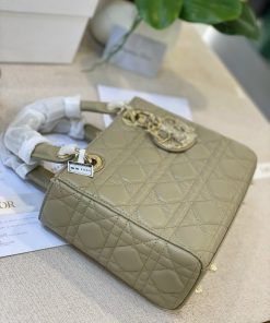 Dior Lady Replica Bags Beige Cannage Lambskin Size 20cm (2)