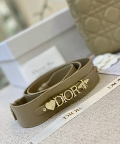 Dior Lady Replica Bags Beige Cannage Lambskin Size 20cm (2)