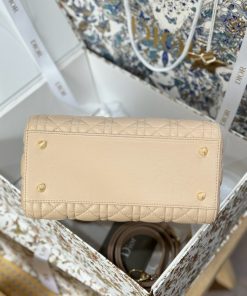 Dior Lady Womens Best Replica Bags Beige Colored 24cm (2)