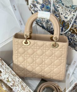 Dior Lady Womens Best Replica Bags Beige Colored 24cm (2)