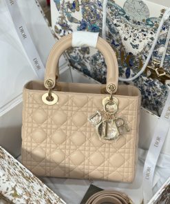 Dior Lady Womens Best Replica Bags Beige Colored 24cm (2)