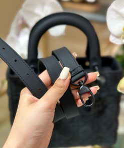 Dior Lady Womens Best Replica Bags Black Sheepskin 24cm (2)