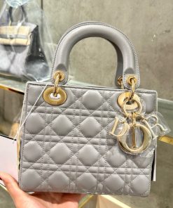 Dior Lady Womens Gray Sheepskin Best Replica Handbags 20cm (2)