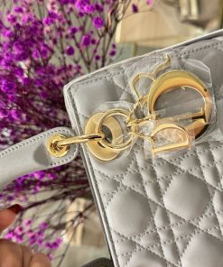 Dior Lady Womens Gray Sheepskin Best Replica Handbags 20cm (2)