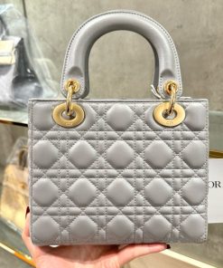 Dior Lady Womens Gray Sheepskin Best Replica Handbags 20cm (2)