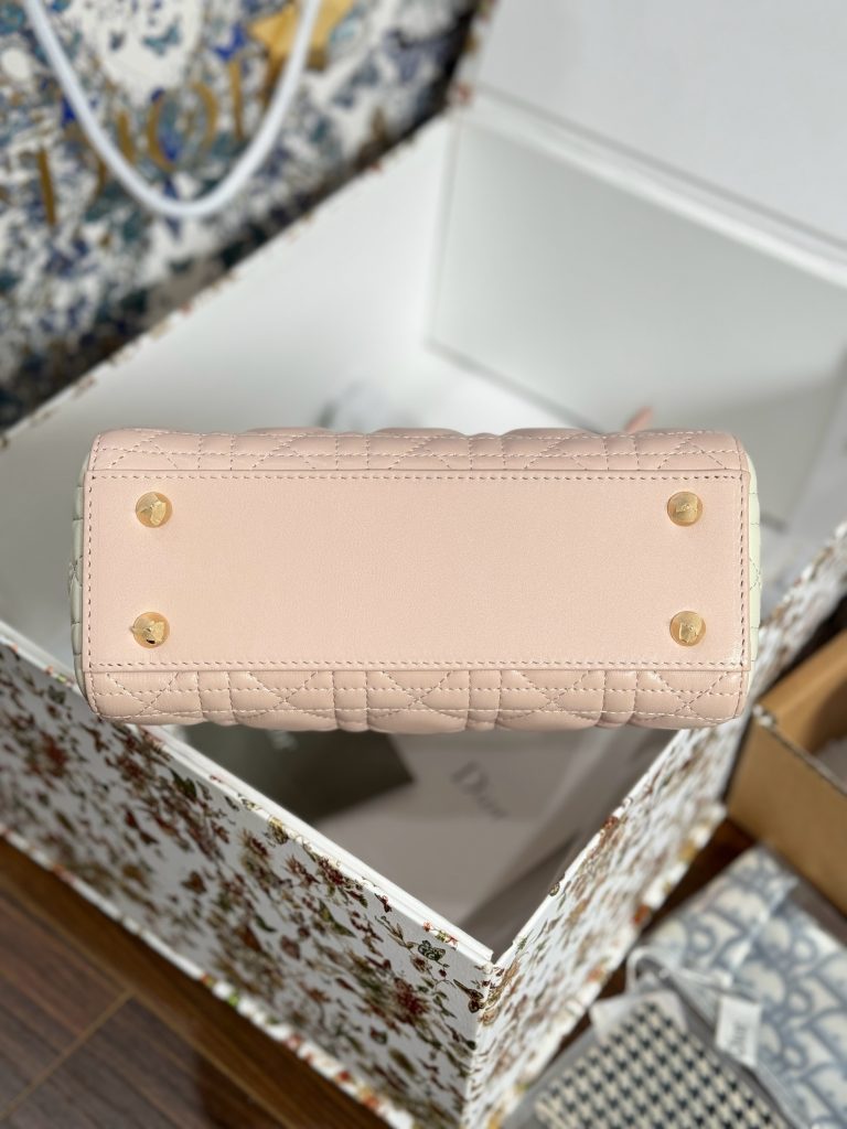 Dior Lady Womens Light Pink Best Replica Bags 20cm (2)