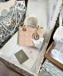 Dior Lady Womens Light Pink Best Replica Bags 20cm (2)
