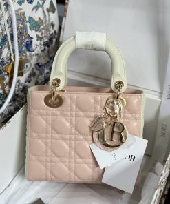 Dior Lady Womens Light Pink Best Replica Bags 20cm (2)
