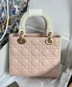 Dior Lady Womens Light Pink Best Replica Bags 20cm (2)