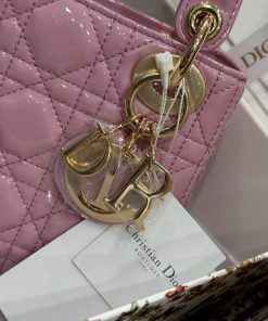 Dior Lady Womens Pink Best Replica Bags Lock Gold 17cm (2)