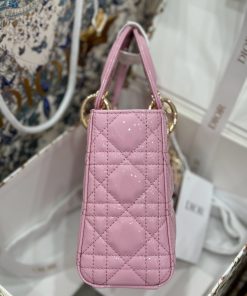 Dior Lady Womens Pink Best Replica Bags Lock Gold 17cm (2)