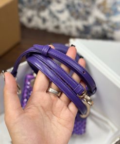 Dior Lady Womens Purple Beaded Pattern Replica Bags 12x10 (2)